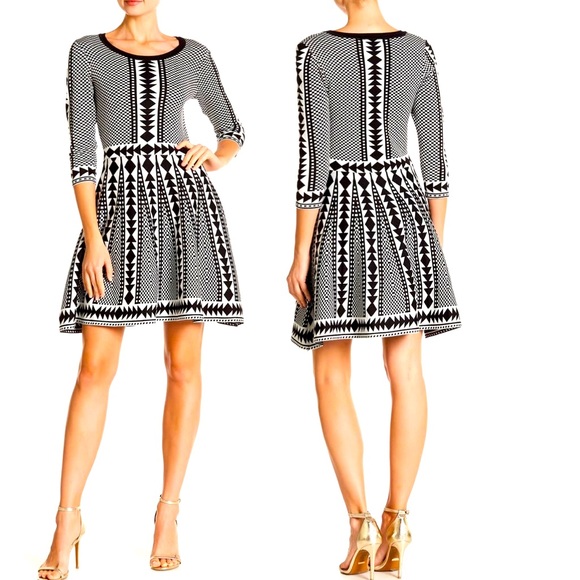 Nina Leonard Dresses & Skirts - Nina Leonard Geometric Print Sweater Dress. Size L.